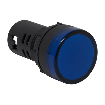 RS PRO, Panel Mount Blue LED Pilot Light, 22mm Cutout, IP65, Round, 230V ac
