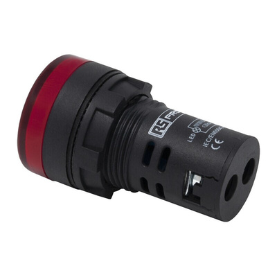 RS PRO, Panel Mount Red LED Pilot Light, 22mm Cutout, IP65, Round, 230V ac