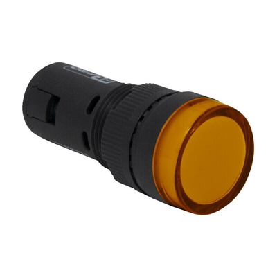 RS PRO, Panel Mount Yellow LED Pilot Light, 16mm Cutout, IP40, Round, 24V ac/dc