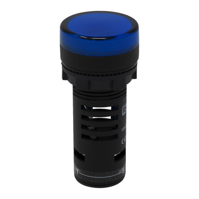 RS PRO, Panel Mount Blue LED Pilot Light, 22mm Cutout, IP65, Round, 12V ac/dc