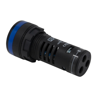 RS PRO, Panel Mount Blue LED Pilot Light, 22mm Cutout, IP65, Round, 12V ac/dc