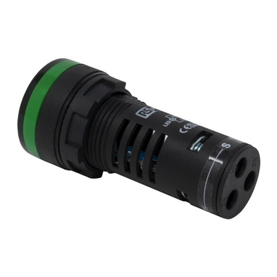 RS PRO, Panel Mount Green LED Pilot Light, 22mm Cutout, IP65, Round, 24V ac/dc