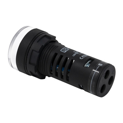 RS PRO, Panel Mount White LED Pilot Light, 22mm Cutout, IP65, Round, 230V ac