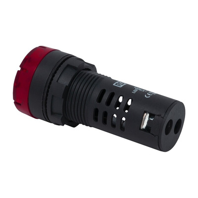 RS PRO, Panel Mount Red LED Pilot Light, 22mm Cutout, IP30, Round, 24V ac/dc