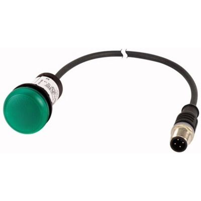 Eaton, C22, Panel Mount Green LED Indicator, 22mm Cutout, IP67, IP69K, Round, 24V ac/dc