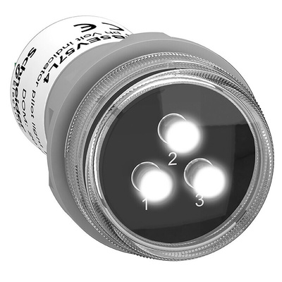 Schneider Electric, Harmony XB5, Panel Mount White LED Pilot Light, 30mm Cutout, IP67, Round, 400V