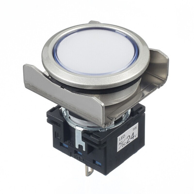 Idec, Flush Mount White Pilot Light, 26mm Cutout, IP65, Round, 24V ac/dc