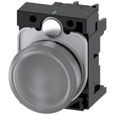 Siemens, SIRIUS ACT, Panel Mount Clear LED Indicator, 22mm Cutout, Round, 24V ac/dc