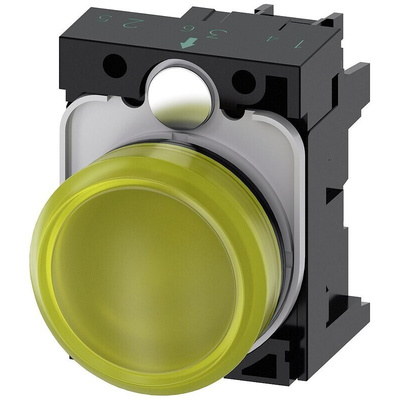 Siemens, SIRIUS ACT, Panel Mount Yellow LED Indicator, 22mm Cutout, Round, 230V ac