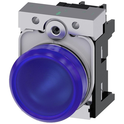 Siemens, SIRIUS ACT, Panel Mount Blue LED Indicator, 22mm Cutout, Round, 24V ac/dc