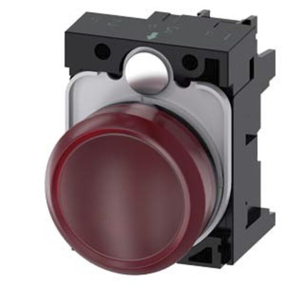 Siemens, 3SU1, Panel Mount Red LED Indicator, 22mm Cutout, Round, 110V ac