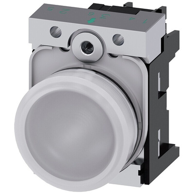 Siemens, SIRIUS ACT, Panel Mount White LED Indicator, 22mm Cutout, Round, 110V ac