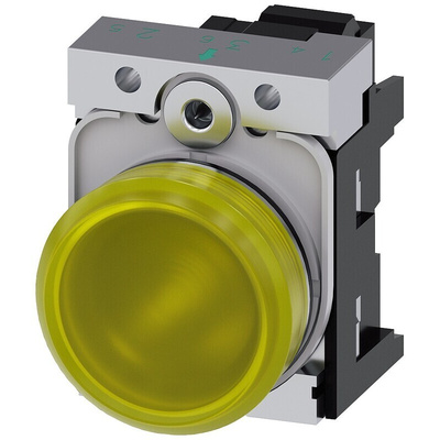Siemens, SIRIUS ACT, Panel Mount Yellow LED Indicator, 22mm Cutout, Round, 230V ac