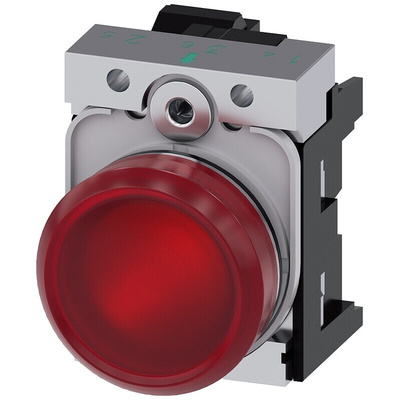 Siemens, SIRIUS ACT, Panel Mount Red LED Indicator, 22mm Cutout, Round, 24V ac/dc