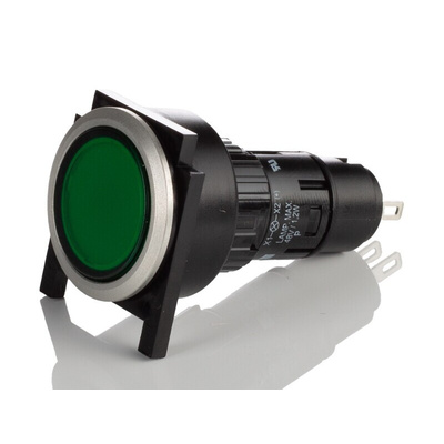 EAO, 61, Panel Mount Green LED Pilot Light, 16mm Cutout, IP65, Round