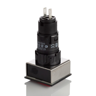 EAO, 61, Panel Mount Red LED Pilot Light, 16mm Cutout, IP65, Square