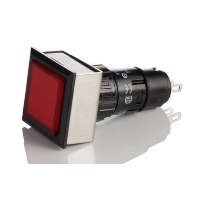 EAO, 61, Panel Mount Red LED Pilot Light, 16mm Cutout, IP65, Square