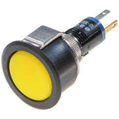 EAO, 18 Series, Flush Mount Yellow LED Indicator, 18mm Cutout, IP40, Round, 3V