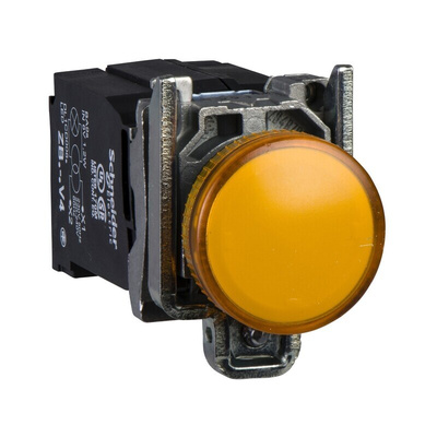 Schneider Electric, XB4, Flush Mount Orange Incandescent Pilot Light, 22mm Cutout, IP66, IP67, IP69(IP69K), Round, 110