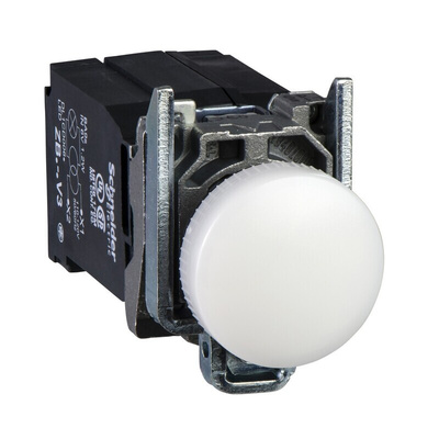 Schneider Electric, XB4, Flush Mount White LED Pilot Light, 22mm Cutout, IP66, IP67, IP69(IP69K), Round, 440 →
