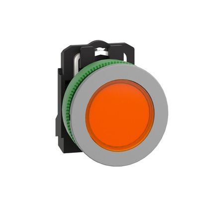 Schneider Electric, XB5F, Flush Mount Orange LED Pilot Light, 30.5mm Cutout, IP66, IP67, Round, 24V ac/dc