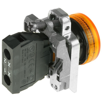 Schneider Electric, Harmony XB4, Panel Mount Orange Pilot Light, 22mm Cutout, 250V