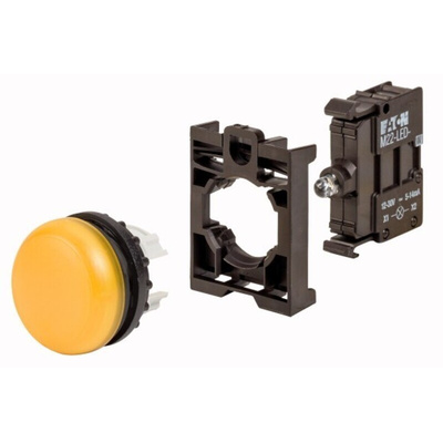 Eaton, RMQ Titan M22, Flush Mount, Rear, Surface Mount Yellow LED Indicator, 22mm Cutout, IP69K, Round, 12 → 30V
