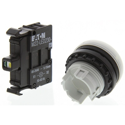 Eaton, RMQ Titan M22 White LED Pilot Light, 22mm Cutout, IP69K, Round, 12 → 30V ac/dc