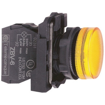 Schneider Electric, Harmony XB5, Panel Mount Orange Pilot Light, 22mm Cutout, IP66, IP67, 250V
