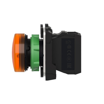 Schneider Electric, Harmony XB5, Panel Mount Orange Universal LED Pilot Light, 22mm Cutout, IP66, IP67, 24V ac/dc