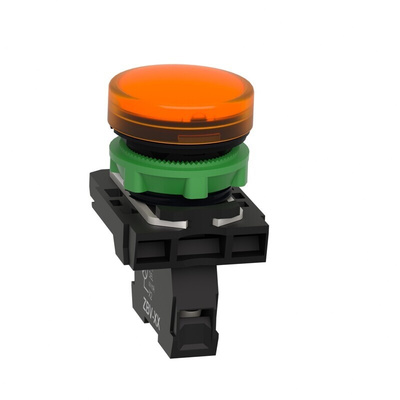 Schneider Electric, Harmony XB5, Panel Mount Orange Universal LED Pilot Light, 22mm Cutout, IP66, IP67, 24V ac/dc