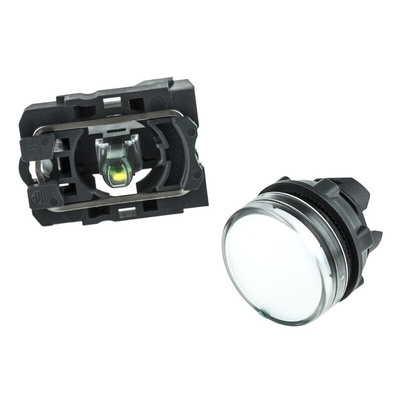 Schneider Electric, Harmony XB5, Panel Mount White Universal LED Pilot Light, 22mm Cutout, IP66, IP67, 240V ac