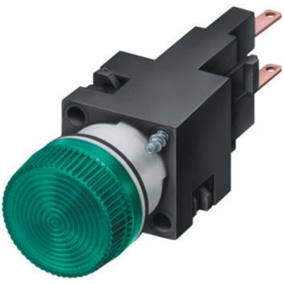 Siemens, Panel Mount Green Pilot Light, 16mm Cutout, IP65, IP67, Round, 250V
