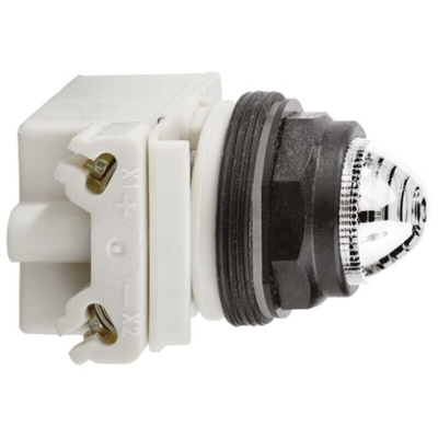 Schneider Electric, Harmony 9001SK, Panel Mount White LED Pilot Light, 30mm Cutout, IP66, 24V ac/dc