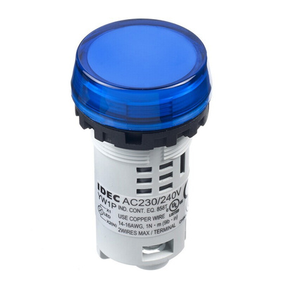 Idec, IDEC YW, Panel Mount Blue LED Pilot Light, 22mm Cutout, 230/240V ac