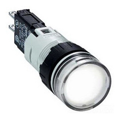 Schneider Electric, Harmony XB6, Panel Mount White LED Pilot Light, 16mm Cutout, IP65, Round, 48 → 120V ac/dc