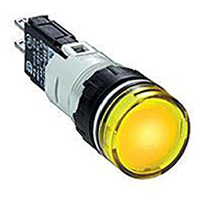Schneider Electric, Harmony XB6, Panel Mount Yellow LED Pilot Light, 16mm Cutout, IP65, Round, 48 → 120V ac/dc