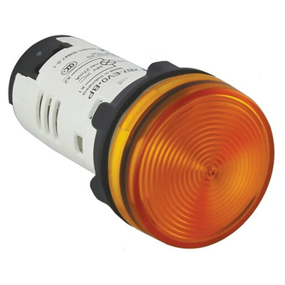 Schneider Electric, Harmony XB7, Panel Mount Orange LED Pilot Light, 22mm Cutout, IP20, IP65, Round, 120V ac