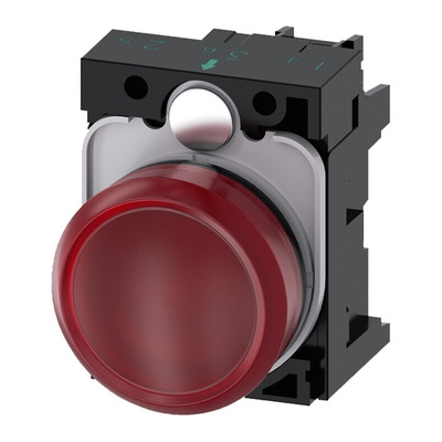 Siemens, SIRIUS ACT, Panel Mount Red LED Pilot Light, 22mm Cutout, IP20, Round, 24V ac/dc