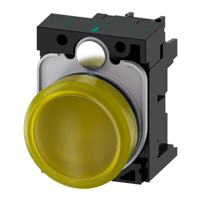 Siemens, SIRIUS ACT, Panel Mount Yellow LED Pilot Light, 22mm Cutout, IP20, Round, 24V ac/dc