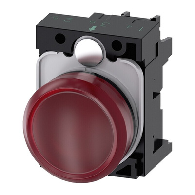 Siemens, SIRIUS ACT, Panel Mount Red LED Pilot Light, 22mm Cutout, IP20, Round, 230V ac