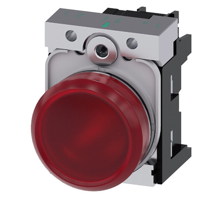 Siemens, SIRIUS ACT, Panel Mount Red LED Pilot Light, 22mm Cutout, IP20, Round, 230V ac