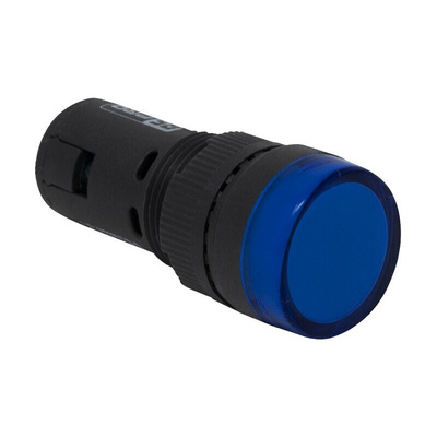 RS PRO, Panel Mount Blue LED Pilot Light, 16mm Cutout, IP40, Round, 12V ac/dc