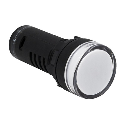RS PRO, Panel Mount White LED Pilot Light, 22mm Cutout, IP65, Round, 12V ac/dc