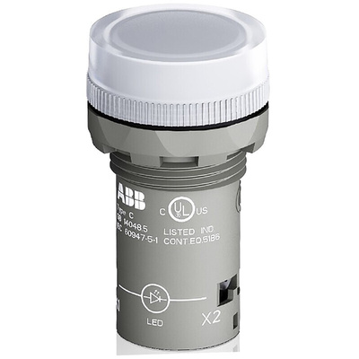 ABB, Panel Mount Clear LED Pilot Light, 22mm Cutout, Round, 230V ac