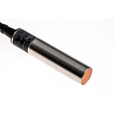ifm electronic Inductive Barrel-Style Proximity Sensor, M18 x 1, 5 mm Detection, 10 → 55 V dc, IP67