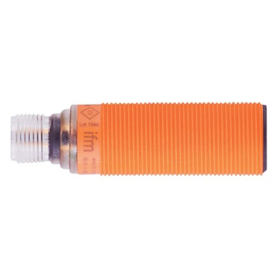 ifm electronic Ultrasonic Barrel-Style Proximity Sensor, M18 x 1, 60 → 800 mm Detection, PNP Output, 10 →