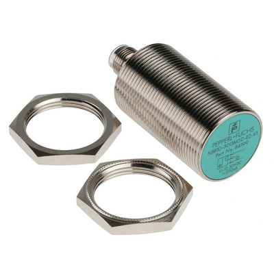 Pepperl + Fuchs Inductive Barrel-Style Proximity Sensor, M30 x 1.5, 10 mm Detection, PNP Output, 5 → 36 V dc,