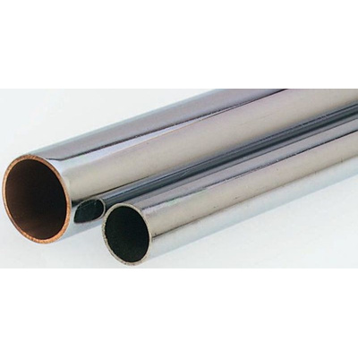 RS PRO 51 bar 2m Long Copper Pipe, 22mm Outer Diam. Chrome Plated