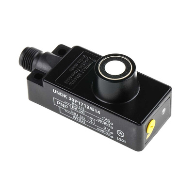 Baumer Ultrasonic Block-Style Proximity Sensor, 60 → 400 mm Detection, PNP Output, 12 → 30 V dc, IP67